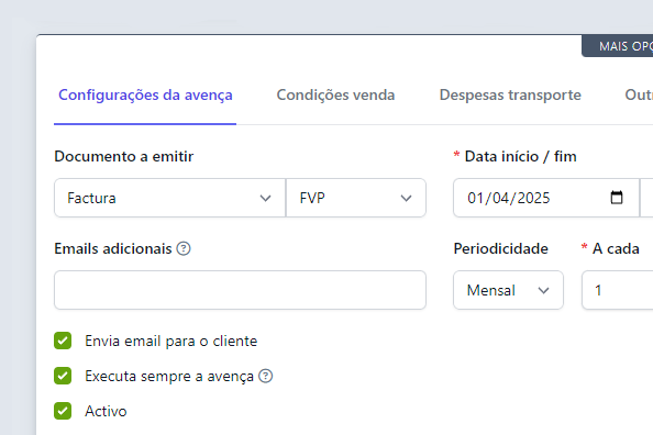 Avenças software de facturação